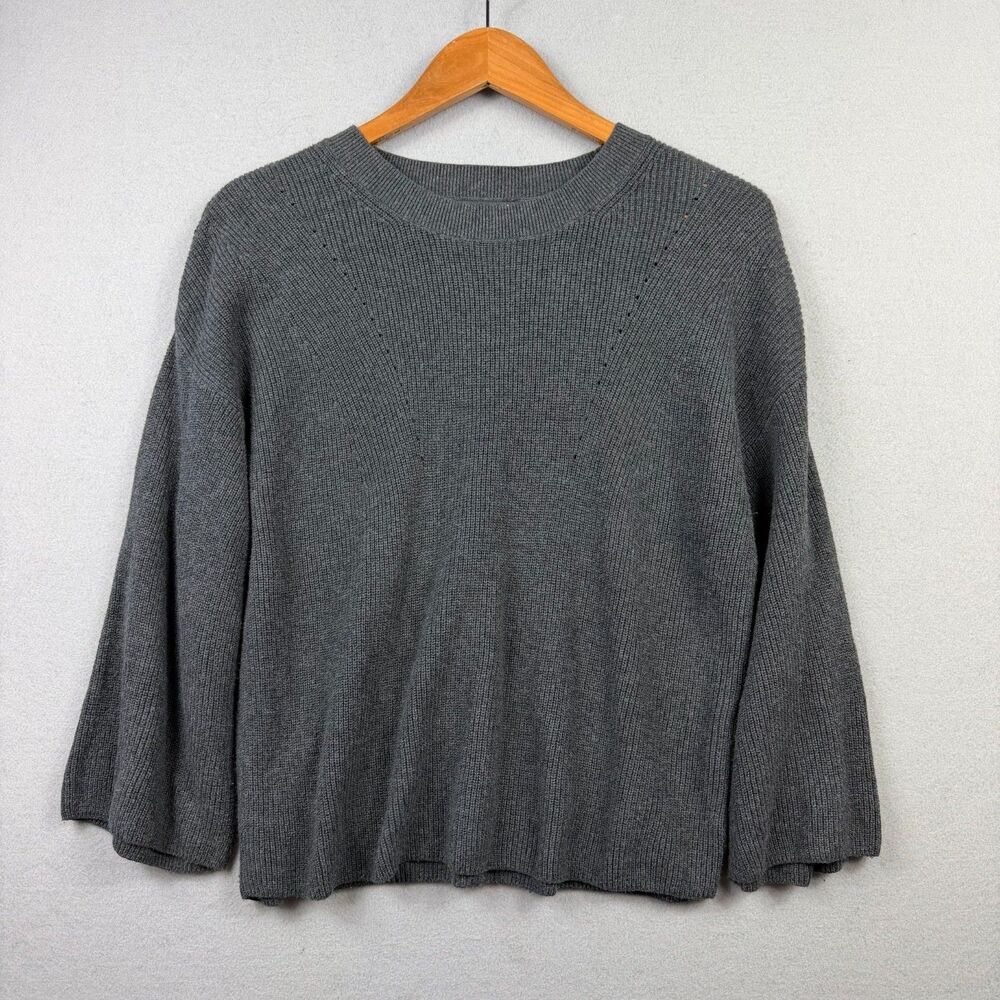 Banana Republic Womens XS Charcoal Gray Cotton Sweater Cropped Knit Basic